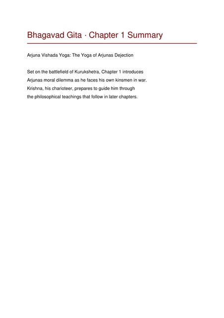 Bhagavad Gita — Chapter 1 Summary