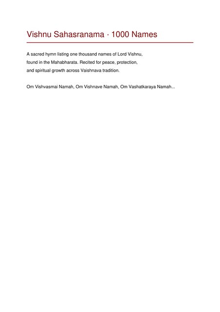 Vishnu Sahasranama — 1000 Names